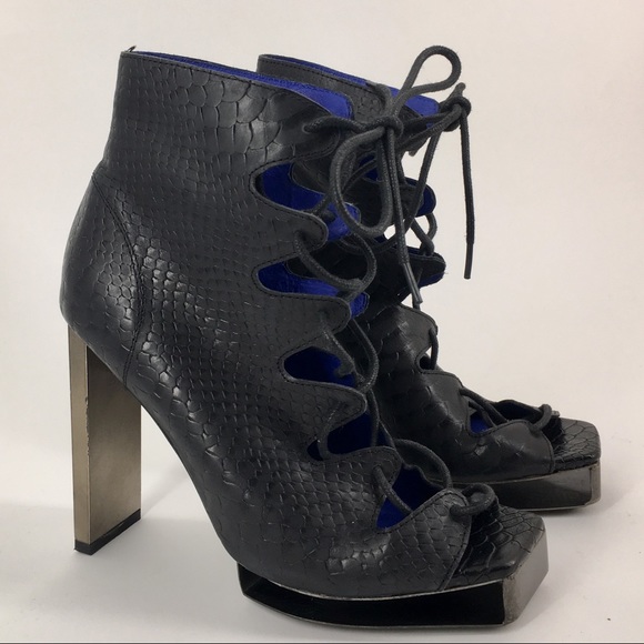 JEFFREY CAMPBELL Lace-up Peep-toe Booties Size 8 - Picture 8 of 8